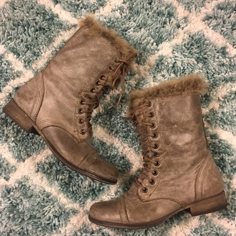 Steve Madden Women's Gray Distressed Faux Fur